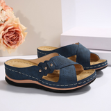 Shawen – Lässige Keilabsatzsandalen mit Gekreuzten Riemen – Blau