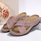 Shawen – Lässige Keilabsatzsandalen mit Gekreuzten Riemen – Rosa
