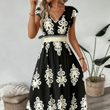 Osyrel - Bedrucktes Midikleid – Schwarz