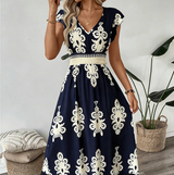 Ranika – Ärmelloses Maxi Kleid Mit V-Ausschnitt – Marineblau