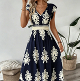 Osyrel - Bedrucktes Midikleid – Marineblau