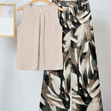 Anemiek – Elegantes Zweiteiliges Set Mit Drucken – Khaki