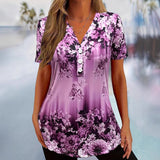 Briala - Geblümte V-Ausschnitt-Bluse – Pink