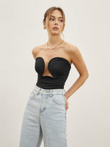 Ottilie | Trendy Strapless Bustier Top – Schwarz