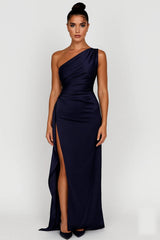 Valentina | Maxikleid mit hohem Beinschlitz – Dunkelblau