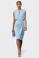 Elisa | Midikleid mit Korsage und Spitze – Hellblau