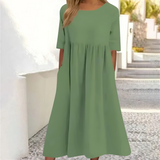 Damen Kleid Midi | lockere Passform und fließender Rockverlauf – Hellgrün