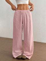 Svenja | Damen Weite Hose Elastischer Bund Kordelzug – Rosa