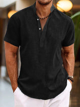 Herren Poloshirt | V-Ausschnitt mit gerader Grundform – Schwarz