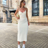 Renata - Midikleid mit offenem Rücken – Weiß
