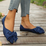 Sylvara | Damen Spitze Ballerinas mit Schleife – Dunkelblau