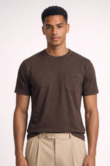 T-Shirt Herren - Lässig Mit Brusttasche | Bequemer Schnitt – Braun