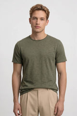 T-Shirt Herren - Casual | Rundhals & Kurze Ärmel – Olivgrün