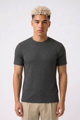 T-Shirt Herren - Gerippt Enganliegend | Modernes Design – Dunkelgrau