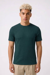 T-Shirt Herren - Gerippt Enganliegend | Modernes Design – Dunkelgrün
