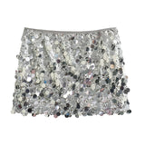 Elnora | Glänzender & Glamouröser Pailletten Minirock – Silber