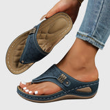 Tabitha | Damen Bequeme Sandalen mit Zehensteg – Marine Blau