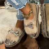 Tamara | Damen Glitzer Schleife Loafer – Silber