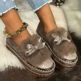 Tamara | Damen Glitzer Schleife Loafer – Braun