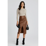 Tamara | Damen Rock Plissee Mit Schlitz Modern – Braun