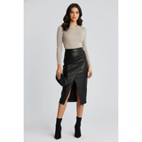 Tamara | Damen Rock Plissee Mit Schlitz Modern – Schwarz