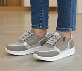 Tatjana | Damen Plateau Sneaker mit Schnürung – Grau