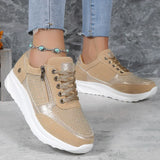 Tatjana | Damen Plateau Sneaker mit Schnürung – Aprikose