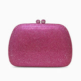 Lily | Glitzernde Abendtasche mit pinkfarbenen Strasssteinen – Elegante Clutch für Damen mit Kugelverschluss – Rosa