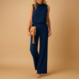 Thekla | Damen Ärmelloser Weites Bein Jumpsuit – Blau