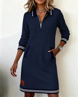 Thessalonica | Damen Kleid mit Reißverschluss und Taschen – Marineblau