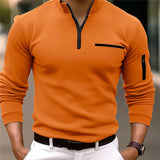 Luxe Herrensweater mit Reißverschluss - Davy – Orange
