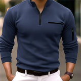 Luxe Herrensweater mit Reißverschluss - Davy – Dunkelblau