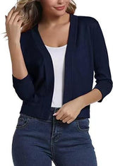 Thordis | Damen Strickjacke Offene Front 3/4 Arm – Navy