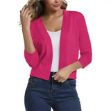 Thordis | Damen Strickjacke Offene Front 3/4 Arm – Rosa