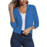 Thordis | Damen Strickjacke Offene Front 3/4 Arm – Blau