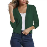 Thordis | Damen Strickjacke Offene Front 3/4 Arm – Grün