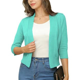 Thordis | Damen Strickjacke Offene Front 3/4 Arm – Türkis