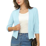 Thordis | Damen Strickjacke Offene Front 3/4 Arm – Hellblau