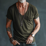 Timon | Herren T-Shirt Mit Taschen Alltag – Olivgrün