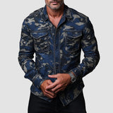 Cassiel - weiches Camouflage-Hemd – Blau