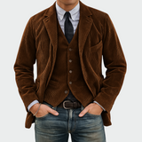 Tommy™ | 2-teiliges Set: Blazer und Weste aus Samt – Braun