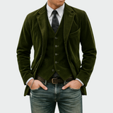 Tommy™ | 2-teiliges Set: Blazer und Weste aus Samt – Grün