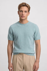 Herren T-Shirt - Fein gestrickt Kurzarm mit Rundhals | Casual – Mintgrün