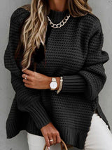 Caraleena | Der neue halbhohe Halsausschnitt Elegante Pullover-Oberteile – Schwarz