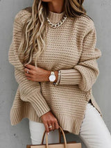 Caraleena | Der neue halbhohe Halsausschnitt Elegante Pullover-Oberteile – Khaki