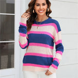 Viventia – gestreifter mehrfarbiger pullover – Blau