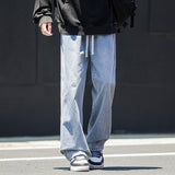 Andreas | Lässige Baggy Jeans mit weitem Bei – Weiß Blau