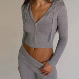 Lucija - Zweiteiliges Bodycon-Strick-Set – Grau