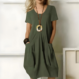 Eunate – Elegantes Baumwoll Kleid Mit Bauchweg-Effekt – Grün