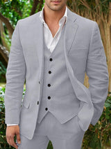 Herren Set | Dreiteilig mit Blazer, Weste und Hose – Hellgrau